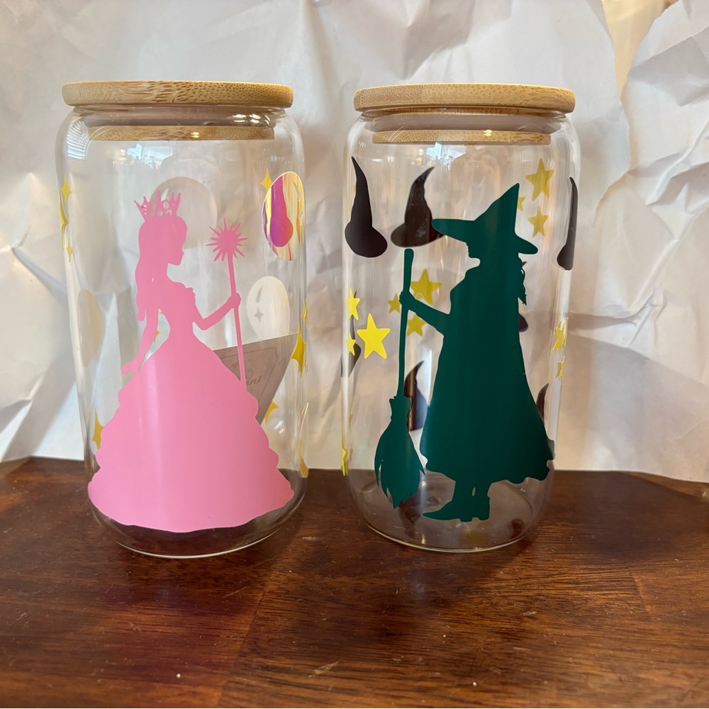 Wicked Glass Cup set w/ bamboo lids & straws